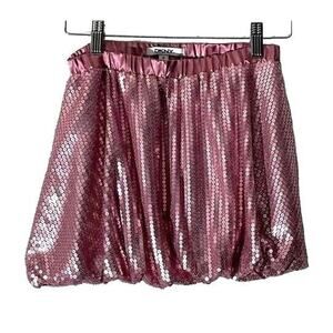 DKNY Girls Pink Sequin Lined Elastic Waist Skirt Medium Balloon Style